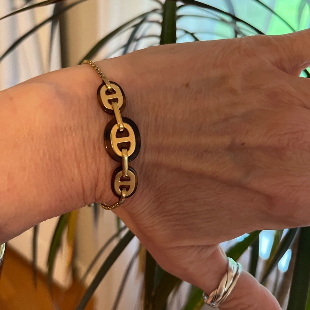 Michael Kors Tortoise and Gold-tone Maritime Link Bracelet (only) - Picture 8 of 11